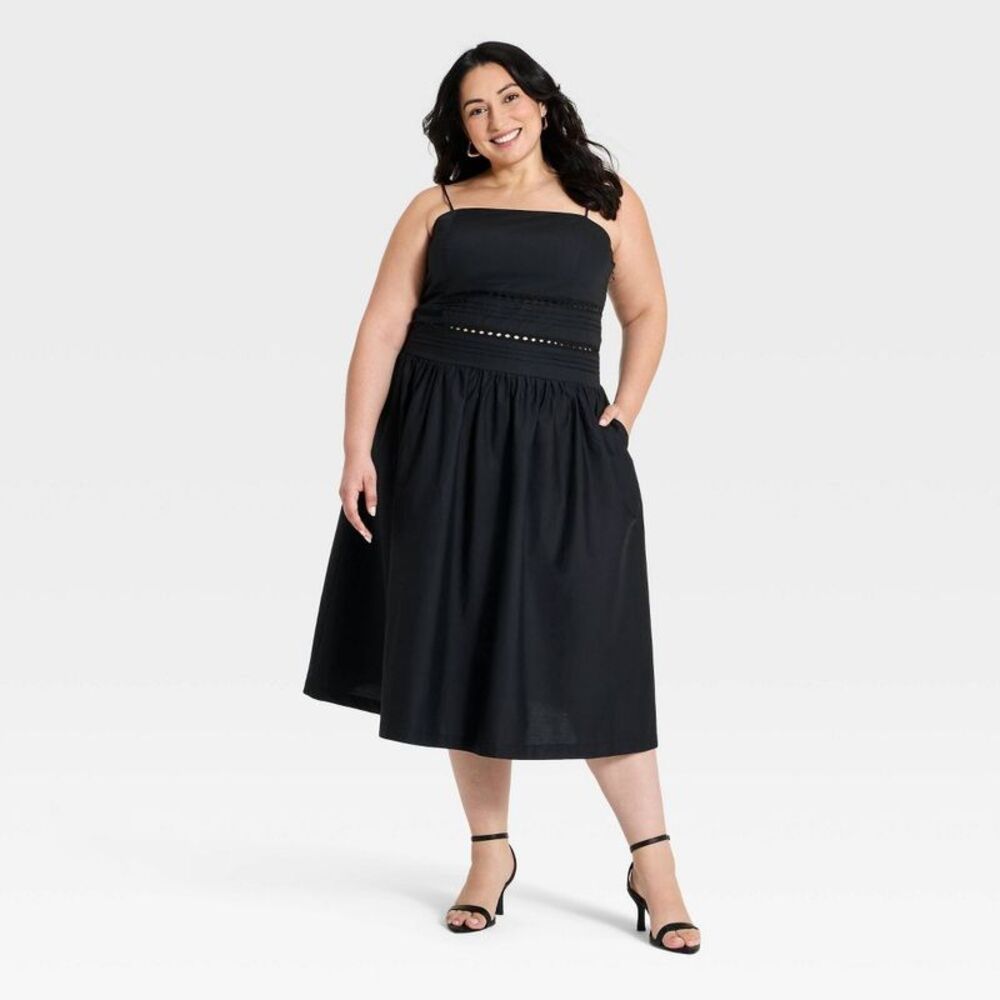 Women's Lace Trim Midi Dress - A New Day Black 3X - Picture 3 of 4
